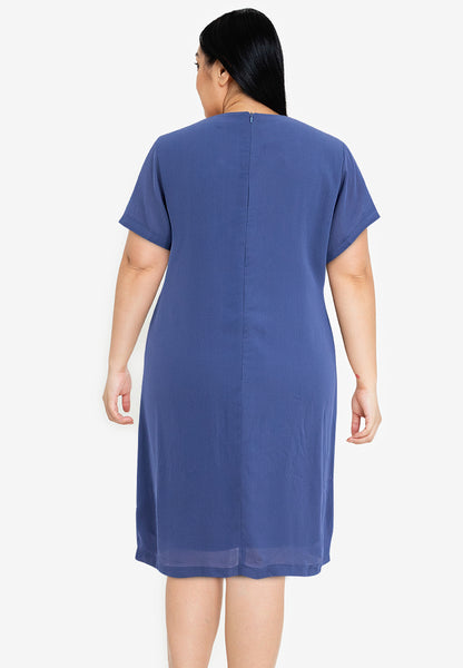 Divina Plus Size Overlap Shift Dress with Detachable Necklace