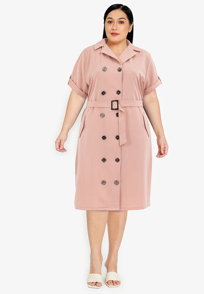 Divina Plus Size Trench Dress with Belt