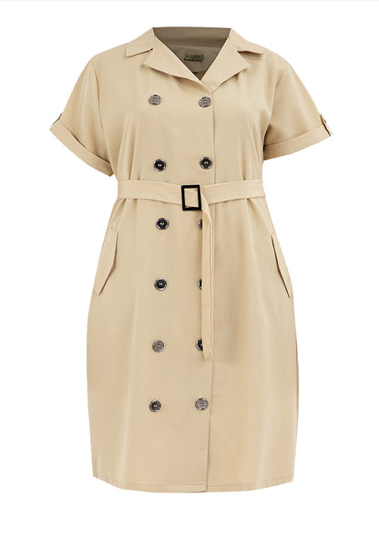 Divina Plus Size Trench Dress with Belt
