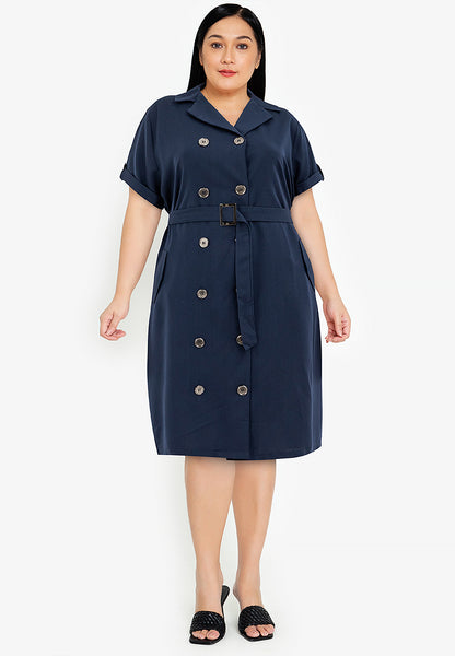 Divina Plus Size Trench Dress with Belt