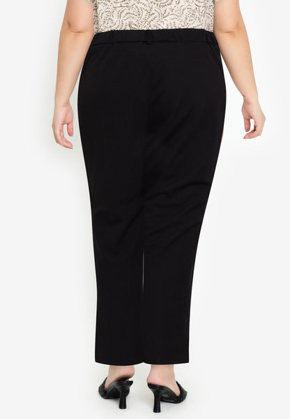 Divina Plus Size Cotton Knit Stretch Straight Cut Pants