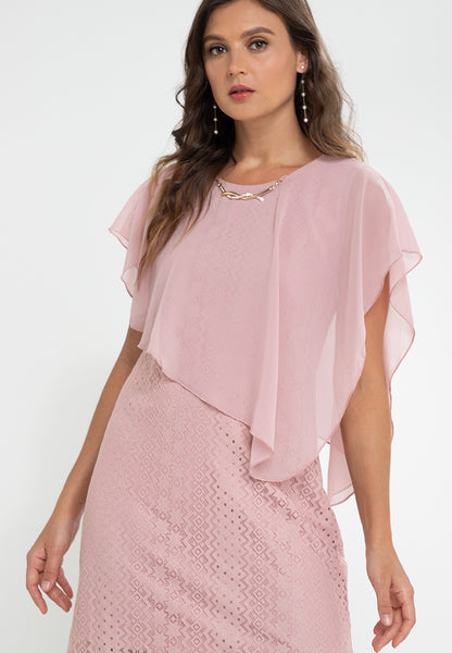 Krizia Overlay Lace Dress with Necklace