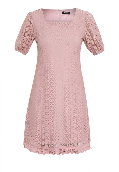 Krizia Square Neck Checkered Floral Lace Dress Korean Style