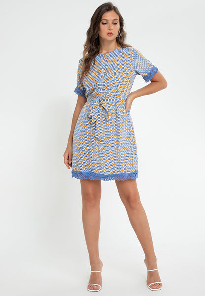 Krizia Tie Waist Printed Dress