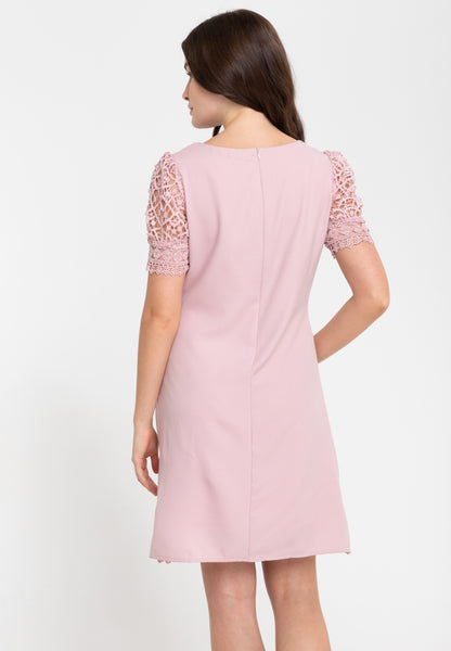 Krizia Premium Guipure Puff Sleeves Lace Dress