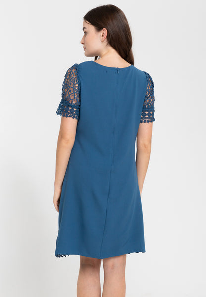 Krizia Premium Guipure Puff Sleeves Lace Dress