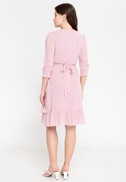 Krizia Flounce Hem Dress with Crystal Belt