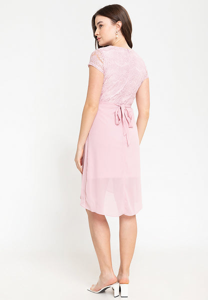 Krizia Lace Dress with Overlap Skirt & Crystal Belt