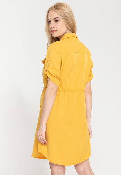 Krizia Button Down Shirt Dress with Roll Tab Sleeve Dress