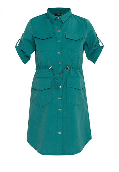 Krizia Button Down Shirt Dress with Roll Tab Sleeve Dress