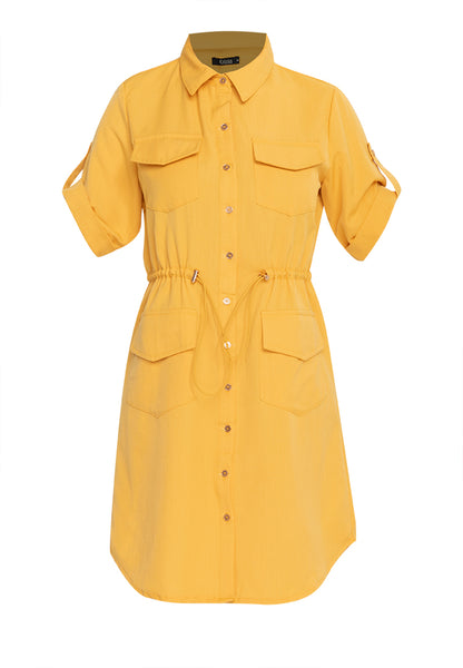 Krizia Button Down Shirt Dress with Roll Tab Sleeve Dress