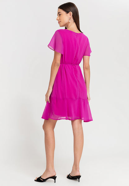 Krizia Tie Waist Flounce Hem Dress