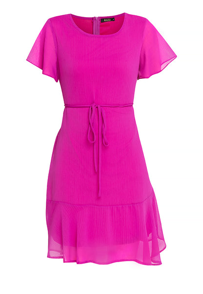 Krizia Tie Waist Flounce Hem Dress