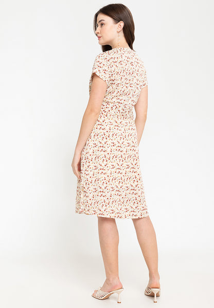 Krizia Printed Tie Waist Button Down Midi Dres