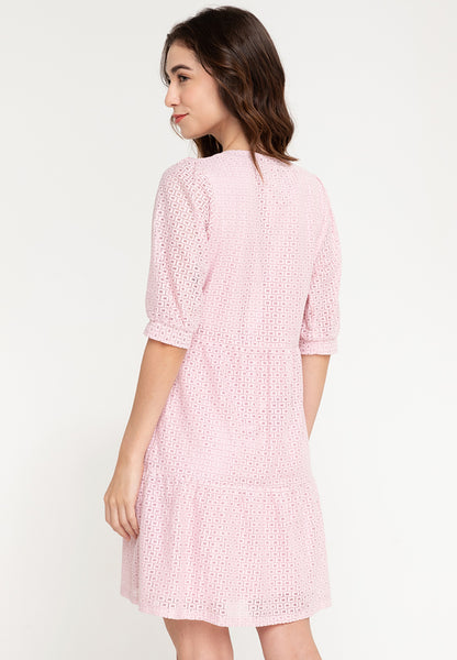 Krizia Button Down Tiered Lace Dress