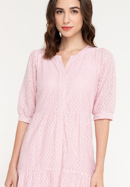 Krizia Button Down Tiered Lace Dress