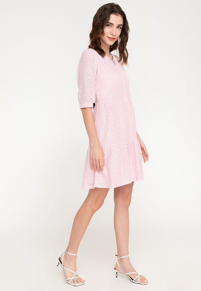 Krizia Button Down Tiered Lace Dress