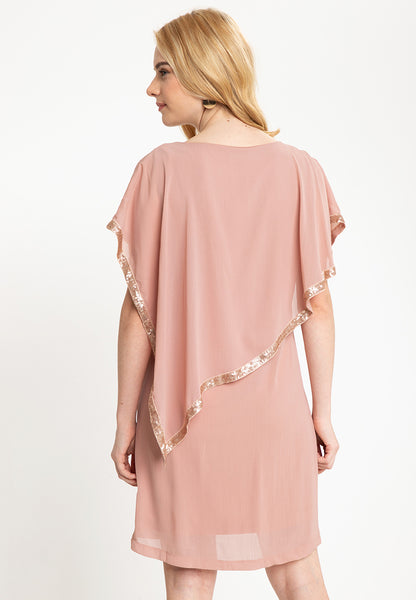 Krizia Printed Overlay Dress With Crystal Necklace