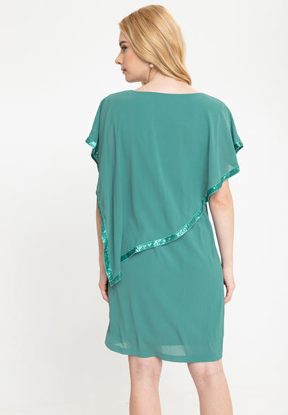 Krizia Printed Overlay Dress With Crystal Necklace