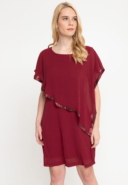 Krizia Printed Overlay Dress With Crystal Necklace