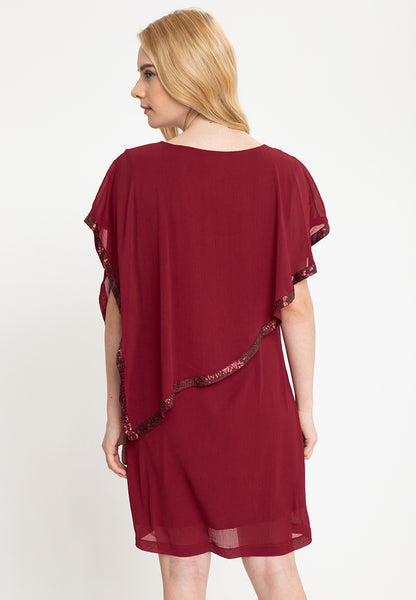 Krizia Printed Overlay Dress With Crystal Necklace