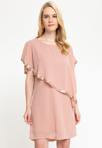 Krizia Printed Overlay Dress With Crystal Necklace