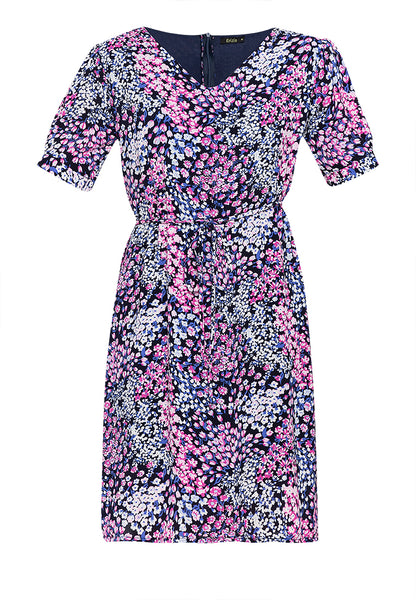Krizia V-Neck Puff Sleeve Printed Dress
