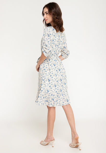 Krizia Button Down Printed Dress with Frill Hem