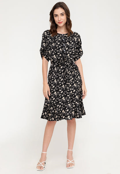 Krizia Button Down Printed Dress with Frill Hem