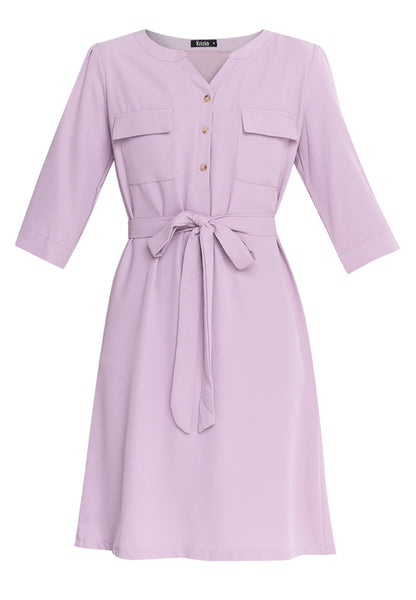 Krizia Cotton Blend Button Down Roll Tab Tie Waist Midi Dress