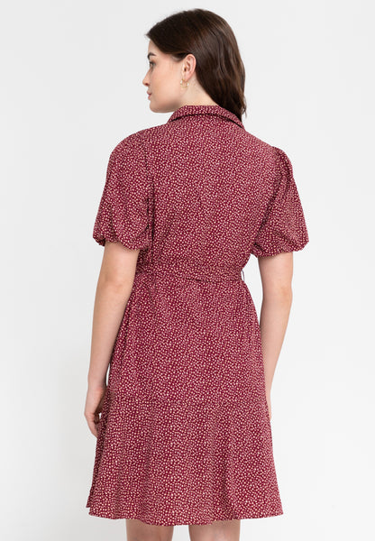 Krizia Button Down Collared Printed Puff Sleeve Dress