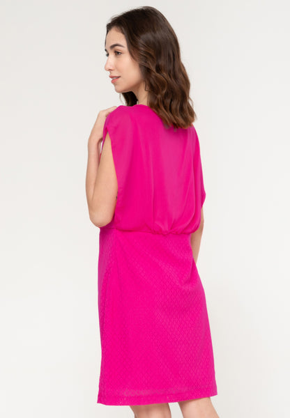 Krizia Blouson Lace Dress with Necklace