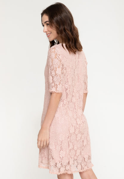 Krizia Premium Lace 3/4 Sleeve Dress with Trimmings