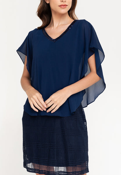 Krizia V-Neck Sequins Overlay Dress