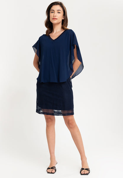 Krizia V-Neck Sequins Overlay Dress