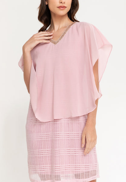 Krizia V-Neck Sequins Overlay Dress