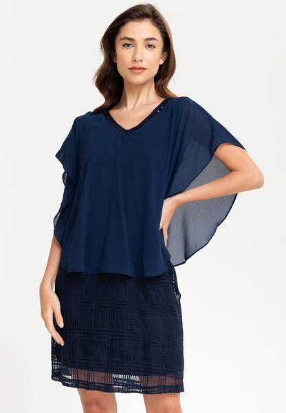 Krizia V-Neck Sequins Overlay Dress