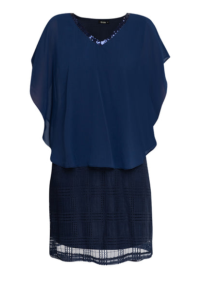 Krizia V-Neck Sequins Overlay Dress