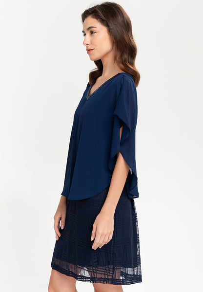 Krizia V-Neck Sequins Overlay Dress