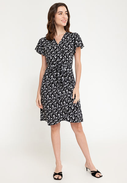 Krizia Wrap Printed Korean Style Midi Long Dress