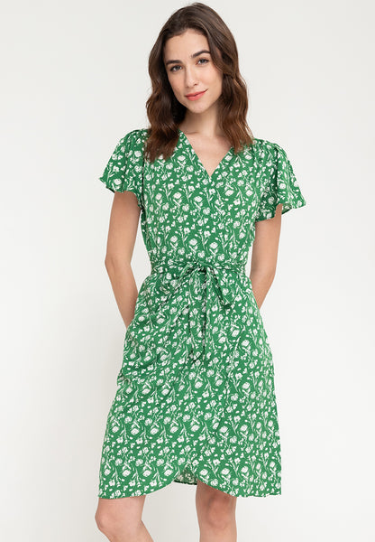 Krizia Wrap Printed Korean Style Midi Long Dress