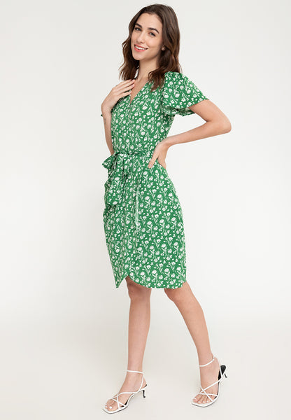 Krizia Wrap Printed Korean Style Midi Long Dress