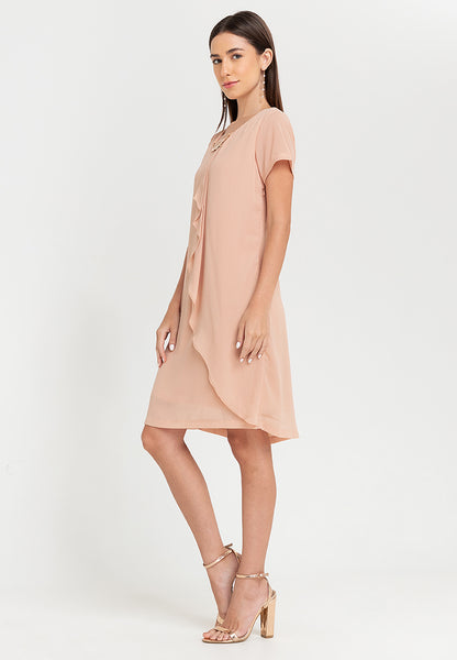 Krizia Overlap Shift Dress with with Detachable Necklace