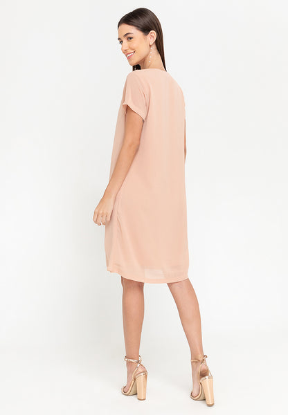 Krizia Overlap Shift Dress with with Detachable Necklace