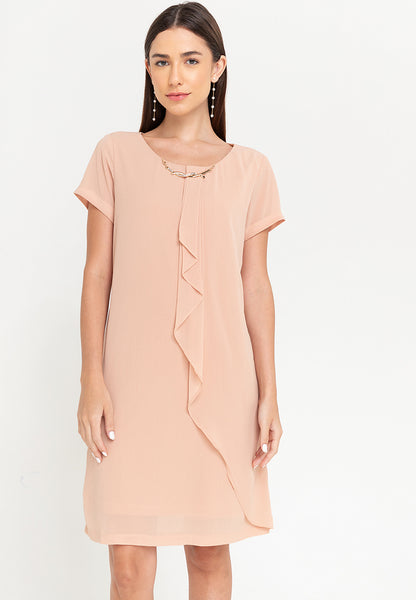 Krizia Overlap Shift Dress with with Detachable Necklace