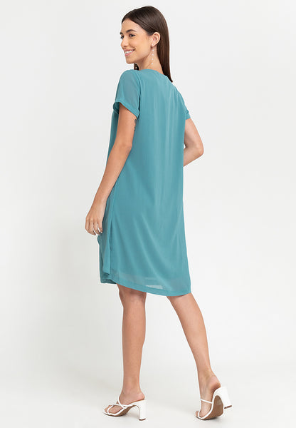 Krizia Overlap Shift Dress with with Detachable Necklace