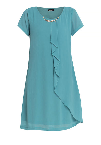 Krizia Overlap Shift Dress with with Detachable Necklace