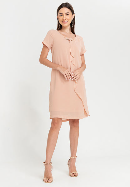 Krizia Overlap Shift Dress with with Detachable Necklace