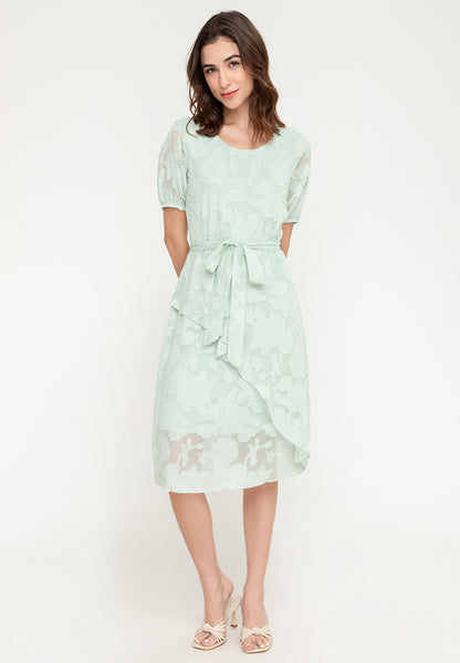 Krizia Overlap Drape Special Fbric Midi Dress