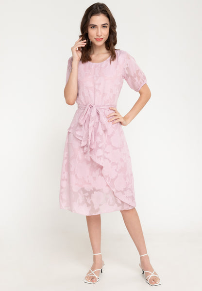 Krizia Overlap Drape Special Fbric Midi Dress